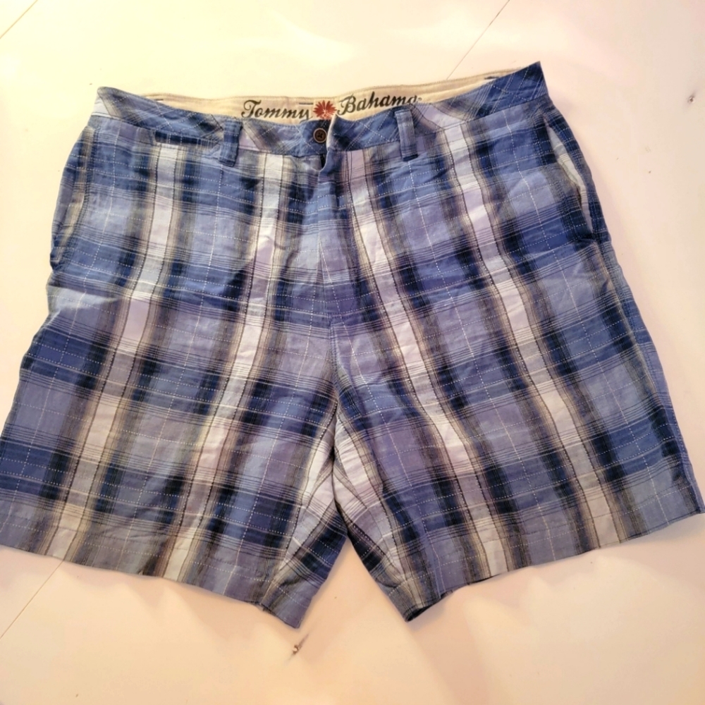 TOMMY BAHAMA NWOT MENS LINEN/SILK PARADISE NATION PLAID SHORTS SZ 40